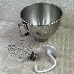 Kitchenaid Mixing Bowl Hook Whisk Attachments K45 Stainless Steel Handle Mixer